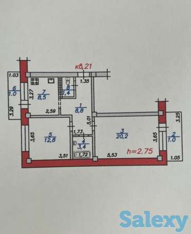 Продам 2-х комнатную квартиру на Абая-Момышулы, Жетысу-4, дом 7, фотография 11