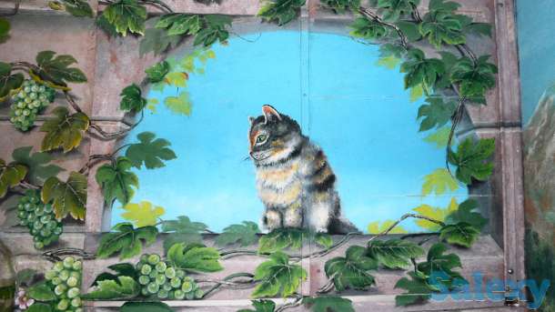 Художественная раскраска и роспись стен. Фальш : окно , камин., фотография 15