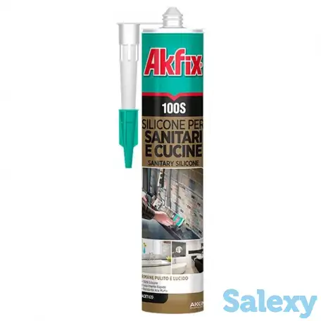 Силикон Akfix 100S санитарный прозрачный, 280 мл, фотография 1