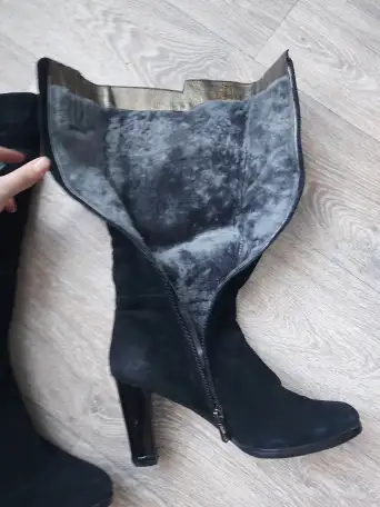 продам зимние женские сапоги на каблуке натур.замша, фотография 2