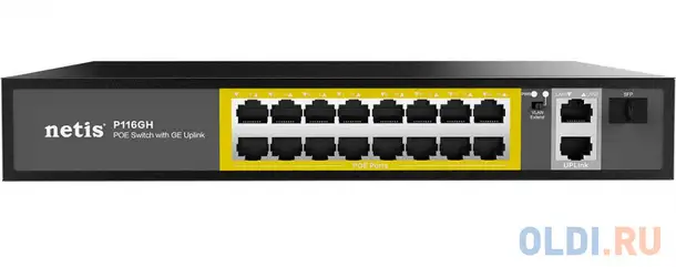 Коммутатор 16port 10/100m 16poe+2xge+sfp p116gh netis, фотография 1