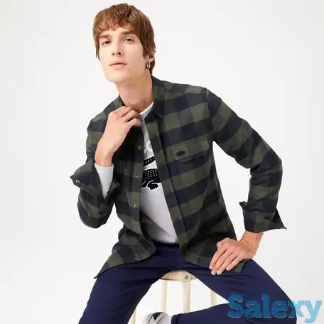 Мужская клетчатая рубашка lacoste slim fit, фотография 1