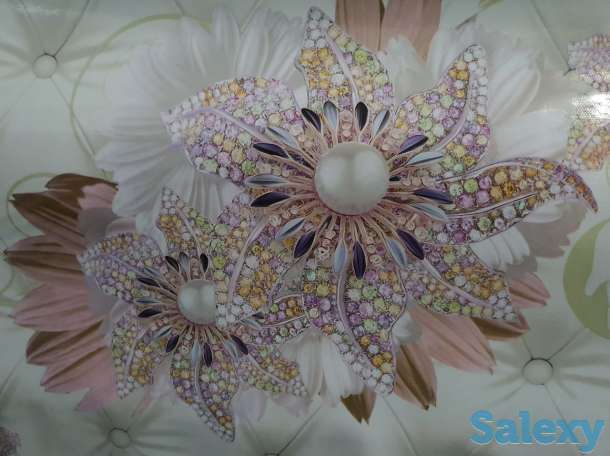 Клеенка скатерть с цветами декоративными на флизилиновой основе, фотография 2