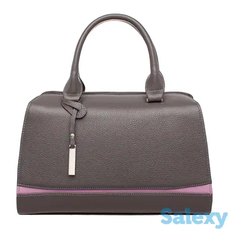 Женская кожаная сумка emra dark grey/lilac, фотография 1