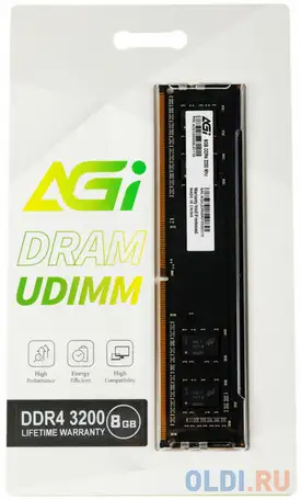 Оперативная память для компьютера agi agi320008ud138 dimm 8gb ddr4 3200 mhz, фотография 1