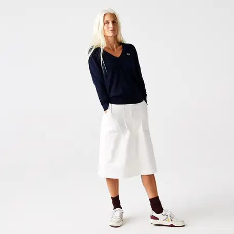 Женский свитер lacoste из органического хлопка с v-образным вырезом, фотография 1