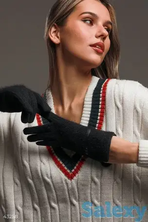 Комбинированные черные перчатки, фотография 1