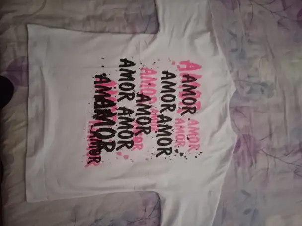 Футболка Amor белый оверзайз с принтом сзади, фотография 1