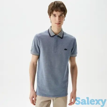 Мужская рубашка-поло lacoste regular fit в полоску из хлопка, фотография 1