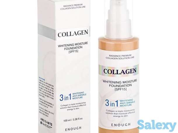 Тональный крем enough collagen 3 in 1 whitening moisture foundation, цвет #21 natural beige | натуральный бежевый, фотография 2