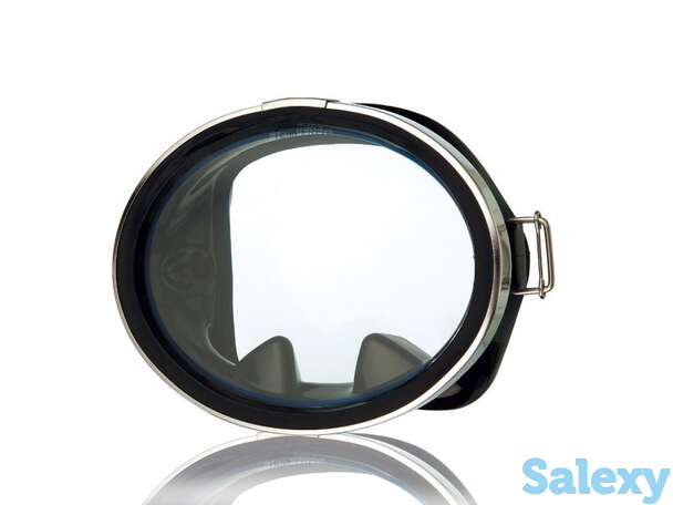 Маска классическая для плавания ms-127, круглое стекло, черный силикон problue, фотография 1