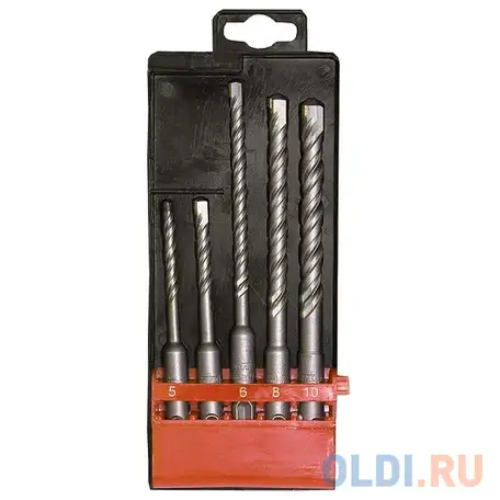 Набор буров по бетону, 5-6х110, 6-8-10х160 мм, 5 шт., в пласт., фотография 1