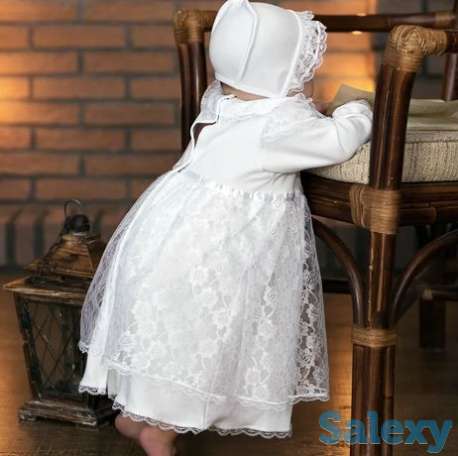 LITTLE PEOPLE Крестильное платье и чепчик р.62, р.68, фотография 1