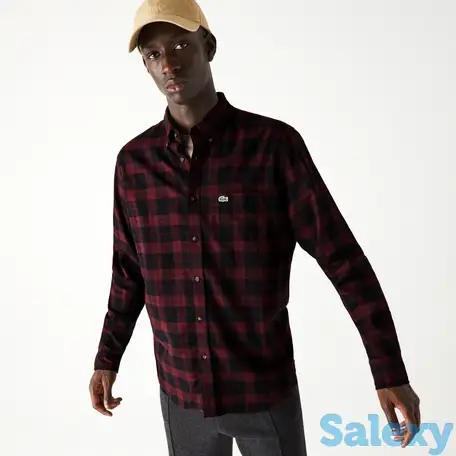 Мужская рубашка lacoste regular fit в клетку из хлопкового твила, фотография 1