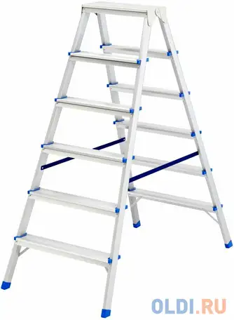 Стремянка двусторонняя 6ст., алюминиевая, россия// сибртех, фотография 1