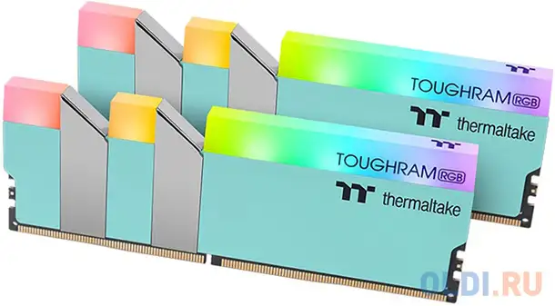 16gb thermaltake ddr4 3600 dimm toughram rgb turquoise gaming memory rg27d408gx2-3600c18a, фотография 1