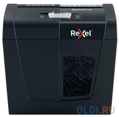 Шредер rexel secure x6 eu черный (секр.p-4)/фрагменты/6лист./10лтр./скрепки/скобы, фотография 1