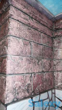 Художественная раскраска и роспись стен. Фальш : окно , камин., фотография 5