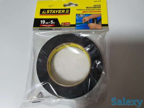 Лента клейкая монтажная на вспененной основе черная Stayer (19мм х 5м), фотография 3