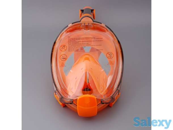 Маска подводная полнолицевая sargan галактика премиум прозрачная/оранжевая/оранжевая, фотография 4