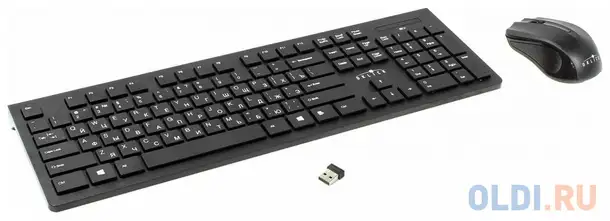 Клавиатура + мышь oklick 250m клав:черный мышь:черный usb беспроводная slim, фотография 1