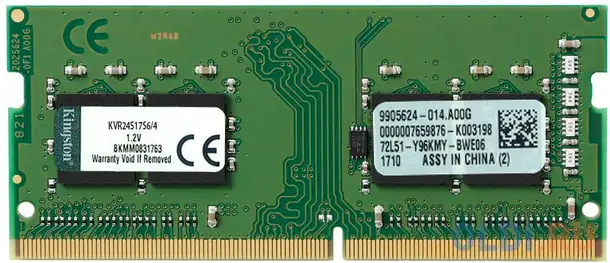 Оперативная память для ноутбука kingston kvr24s17s6/4 so-dimm 4gb ddr4 2400mhz, фотография 1