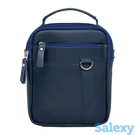 Мужская кожаная сумка через плечо drake dark blue, фотография 1