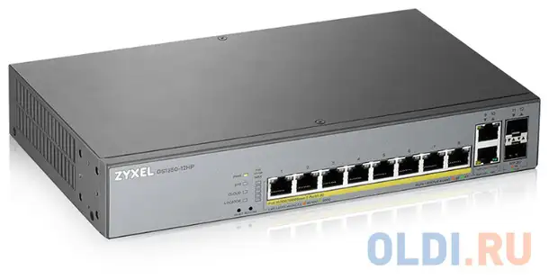 Коммутатор zyxel gs1350-12hp-eu0101f 10g 2sfp 8poe+ 130w управляемый, фотография 1