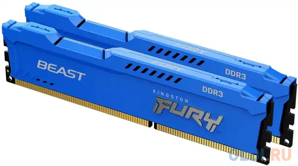 Оперативная память для компьютера kingston fury beast blue dimm 16gb ddr3 1600 mhz, фотография 1