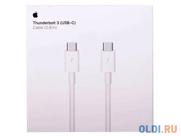 Кабель type-c 0.8м apple thunderbolt 3 круглый белый, фотография 1