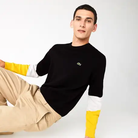 Мужской хлопковый свитер lacoste с круглым вырезом, фотография 1