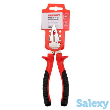 Плоскогубцы комбинированные 180 мм никелированные двухкомпонентные рукоятки rexant, фотография 2