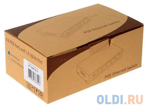 Сетевой коммутатор fe-104poe-s 5 портов 10/100 мбит/с (ieee802.3u 100basetx) из них, фотография 1