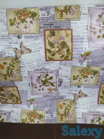 Сиреневая скатерть клеенка в стиле винтаж поле бабочки, качество, фотография 1