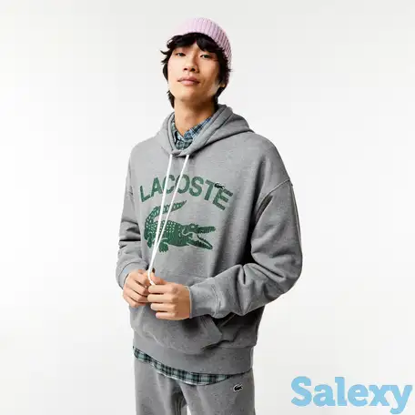 Мужская свободная толстовка lacoste loose fit с капюшоном и фирменной монограммой, фотография 1