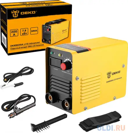 Сварочный аппарат deko dkwm200a lcd advanced, dkm black, dkmc1, набор электродов, фотография 1