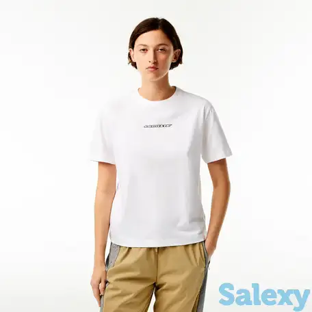 Женская футболка lacoste с контрастным принтом, фотография 1