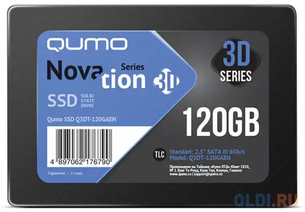 Ssd накопитель qumo novation 3d 120 gb sata-iii q3dt-120gaen, фотография 1