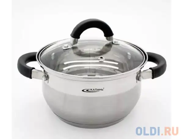 Кастрюля катунь кт08-d-18 18 см 2.9 л нержавеющая сталь, фотография 1