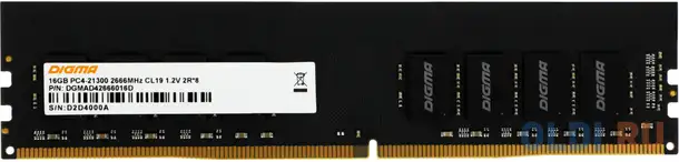 Память ddr4 16gb 2666mhz digma dgmad42666016d rtl pc4-21300 cl19 dimm 288-pin, фотография 1