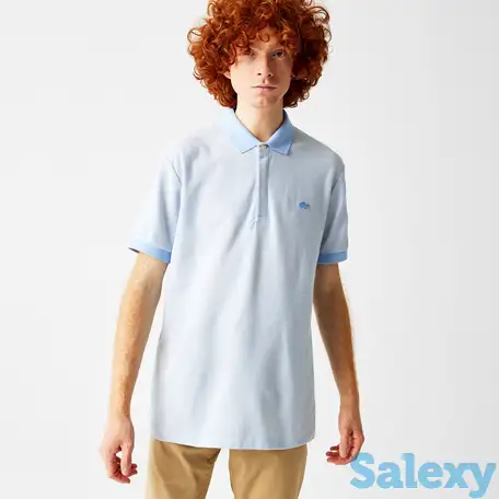 Мужское поло lacoste  regular fit из хлопка и льна, фотография 1