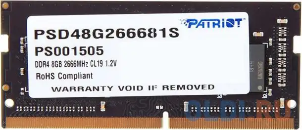 Оперативная память для ноутбука patriot psd48g266681s so-dimm 8gb ddr4 2666 mhz, фотография 1