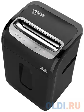 Шредер office kit s218 (1,9x13) черный (секр.p-5)/фрагменты/22лист./30лтр./скрепки/скобы/пл.карты/cd, фотография 1