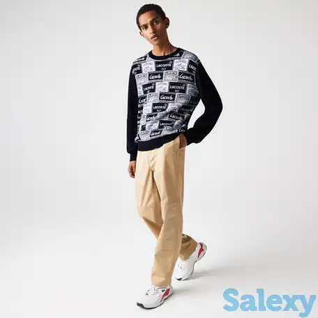 Мужской жаккардовый свитер lacoste l!ve heritage с круглым вырезом и пэчворком, фотография 1