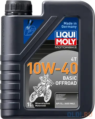 Минеральное моторное масло liquimoly motorbike 4t basic offroad 10w40 1 л, фотография 1