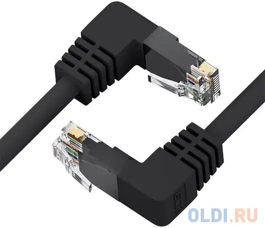 Gcr патч-корд прямой 3.0m utp кат.5e, черный, верхний/нижний угол, литой, ethernet, фотография 1