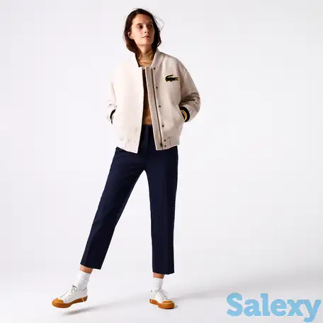 Женские прямые брюки lacoste casual fit из струящися шерстяной смеси твила, фотография 1