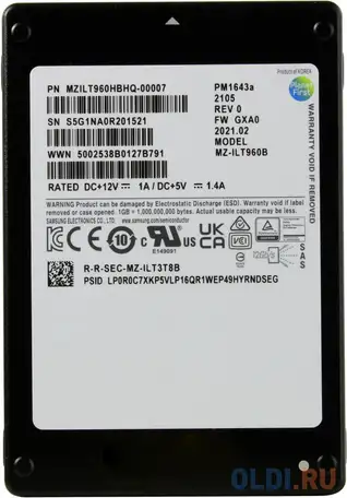 Ssd накопитель samsung pm1643a 960 gb sas mzilt960hbhq-00007, фотография 1
