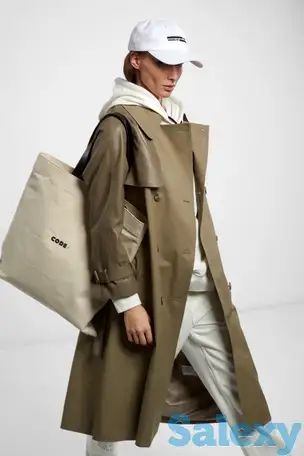 Двубортный тренч с деталями из экокожи vassa&co, фотография 1