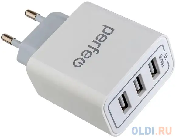 Сетевое зарядное устройство perfeo i4647 5а белый, фотография 1